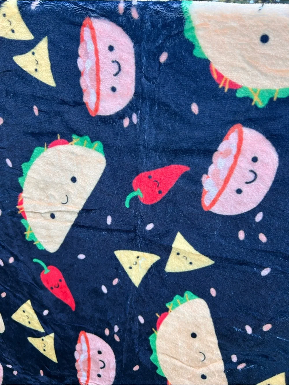 Playful Taco & Nacho Navy Throw Blanket